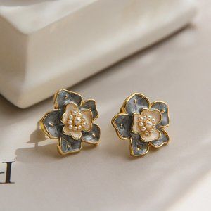 Enamel Craft Flower 925 Sliver Earring
